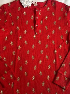 NWT Kate Quinn Gingerbread Man Holiday Henley Organic Cotton S/M
